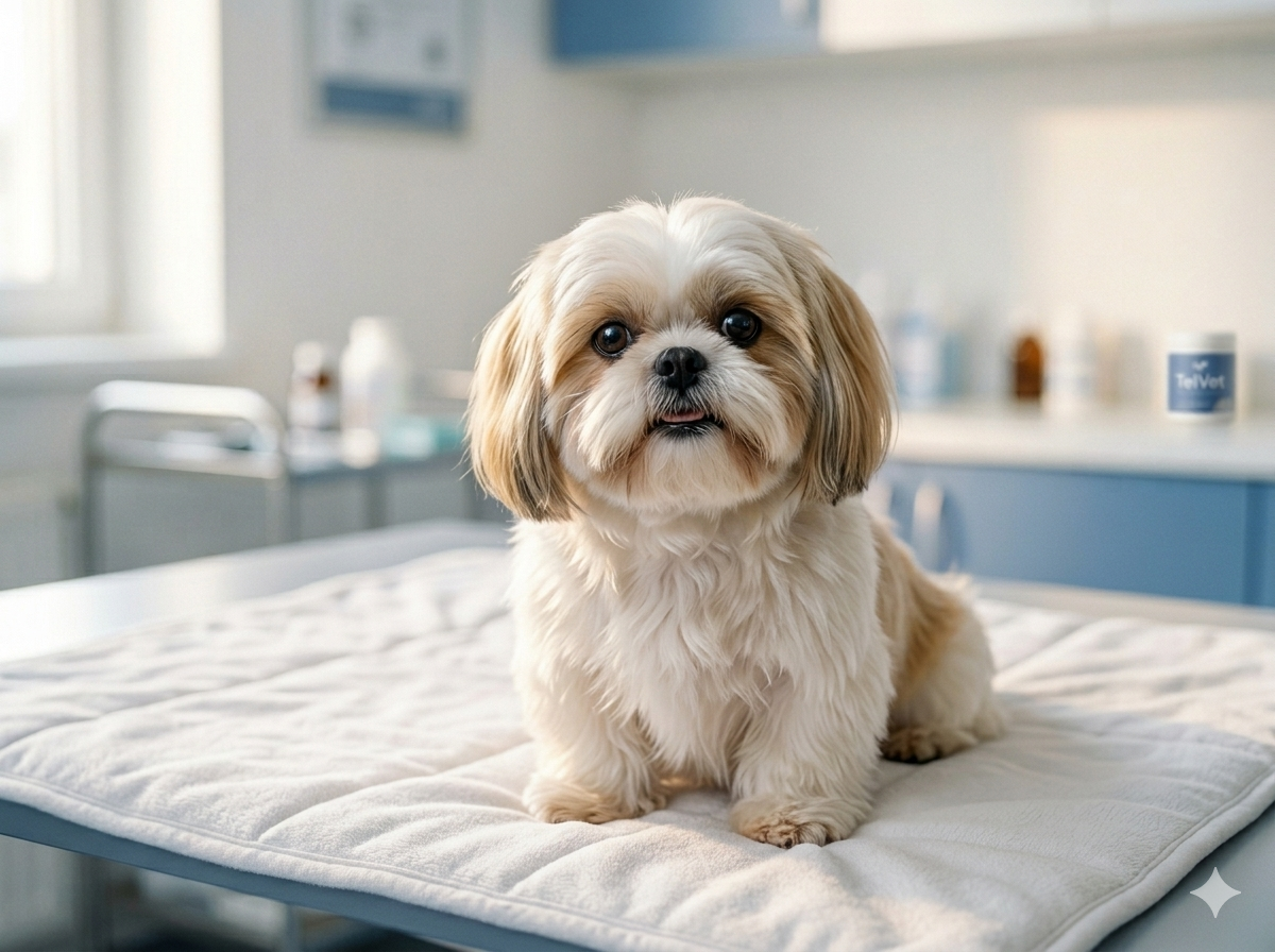 Productos veterinarios para perros — Shih Tzu en clínica TelVet